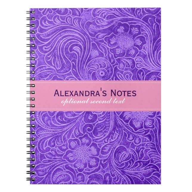 Caderno Espiral Purple Floral Faux Leather Design Suede Look (Frente)