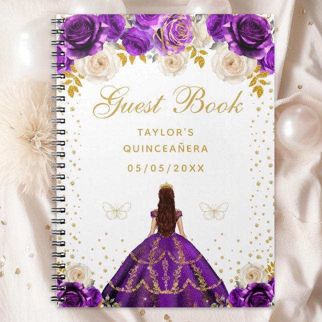 Caderno Espiral Purple Floral Princess Quinceañera (Criador carregado)
