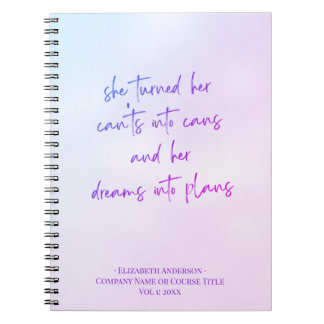 Caderno Espiral Purple Girly Script Motivational Notebook