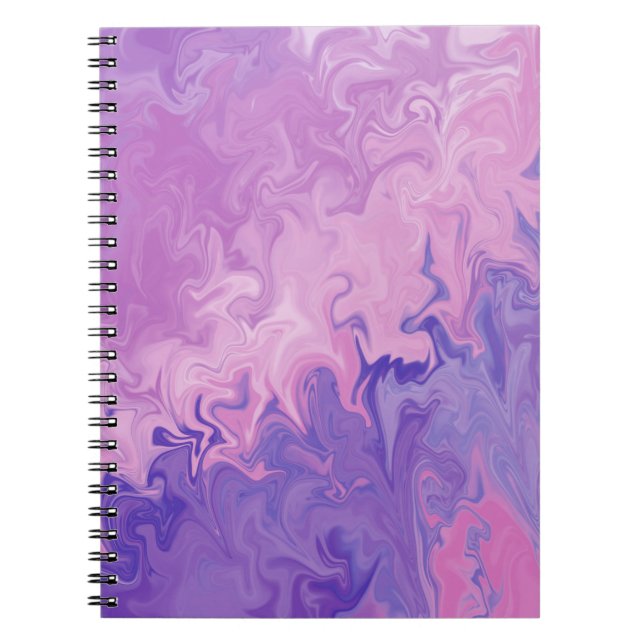 Caderno Espiral Purple Liquid Marble Abstract Pattern (Frente)