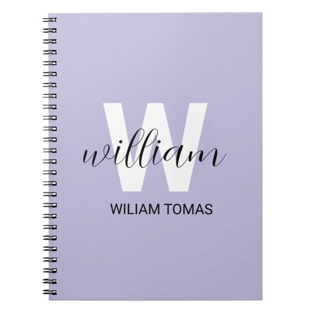 Caderno Espiral Purple Monogram Initial Aesthetic Gift notebook (Frente)
