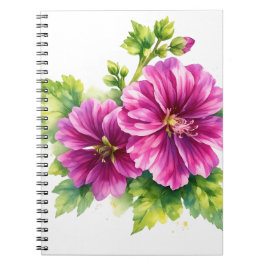 Caderno Espiral Purple Watercolor Flower Illustration