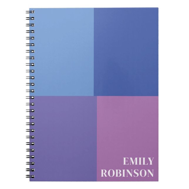Caderno Espiral Púrpura Azul de Bloco de Cores Personalizado (Frente)