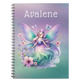 Caderno Espiral Púrpura Borboleta Verde Fada Princesa Meninas Fada