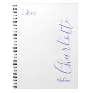 Caderno Espiral Púrpura Chic Moderna Mínima Personalizada