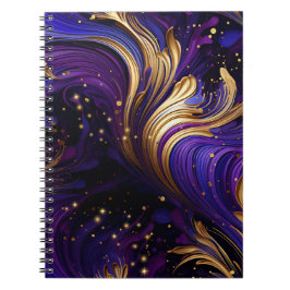 Caderno Espiral Púrpura e Dourada