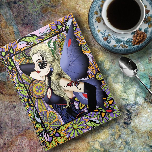 Caderno Espiral Púrpura Floral Loura (Criador carregado)