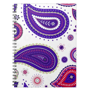Caderno Espiral Púrpura, padrão floral colorido