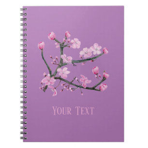 Caderno Espiral Púrpura Personalizada de Cereja Rosa