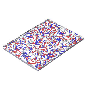 Caderno Espiral Purpurina Patriótica Vermelha Branca Azul