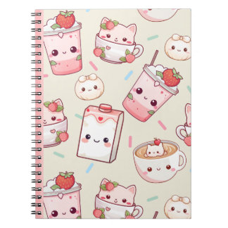 Caderno Espiral Purr-Feed: Notebook de café de gato Kawaii