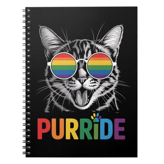 Caderno Espiral Purride Cat Gay Lésbica Rainbow LGBTQ Ally Pride (Frente)