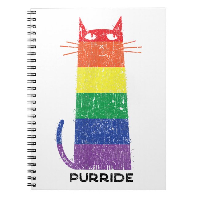 Caderno Espiral Purride Shirt LGBT Orgulho gay Engraçado Gato Dize (Frente)