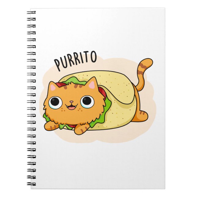 Caderno Espiral Purrito Gato Engraçado Burrito Trocadilho  (Frente)