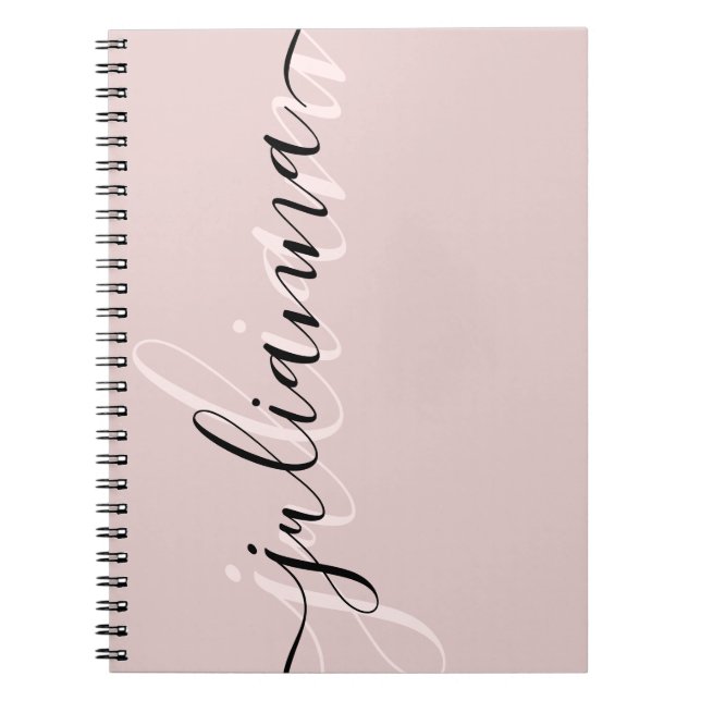 Caderno Espiral Quadrado gráfico personalizado, cor-de-rosa e pret (Frente)