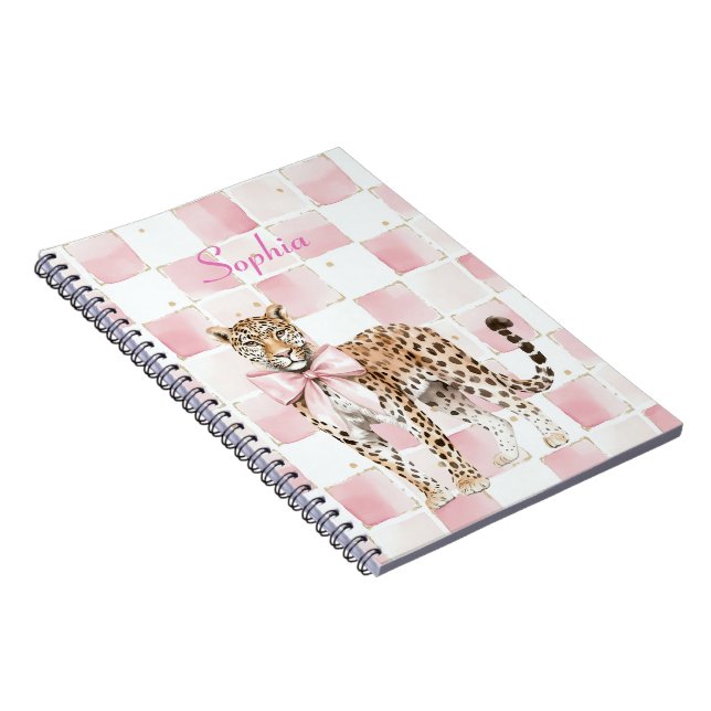 Caderno Espiral Quadrados de Arco rosa-leopardo (Lado Direito)