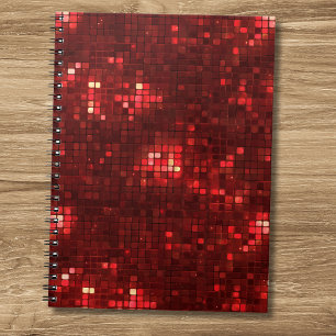 Caderno Espiral Quadrados de Estilo Disco Vermelho Padrão do Dia d