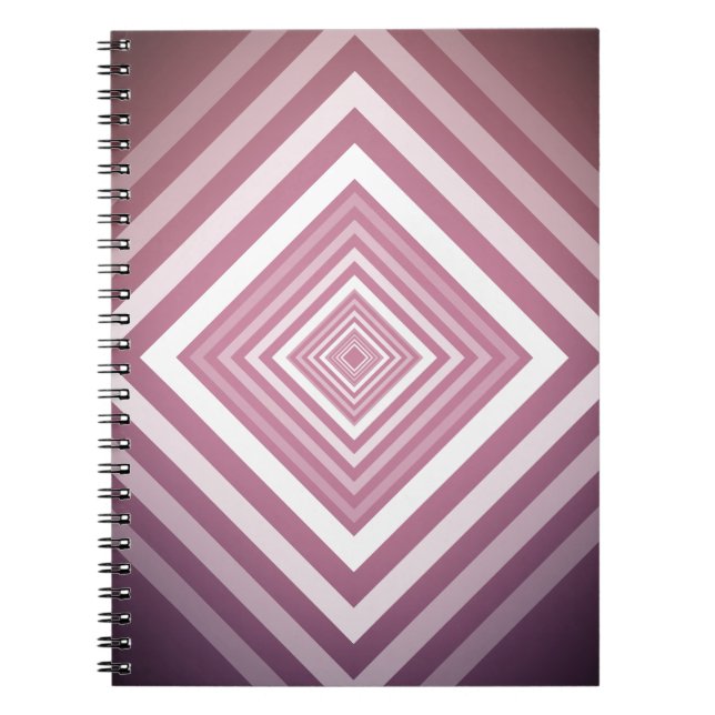 Caderno Espiral Quadrados de Gradação Brancos e Rosa Modernos (Frente)