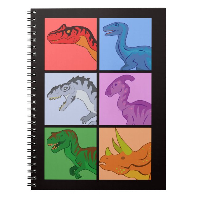 Caderno Espiral Quadrados do dinossauro (Frente)