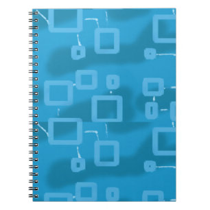 Caderno Espiral Quadrados Geométricos Azul-Claro