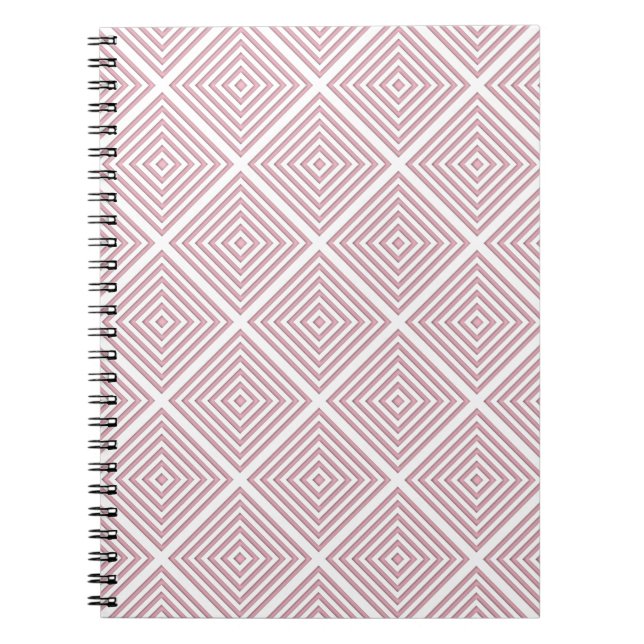 Caderno Espiral Quadrados Geométricos Rosa (Frente)
