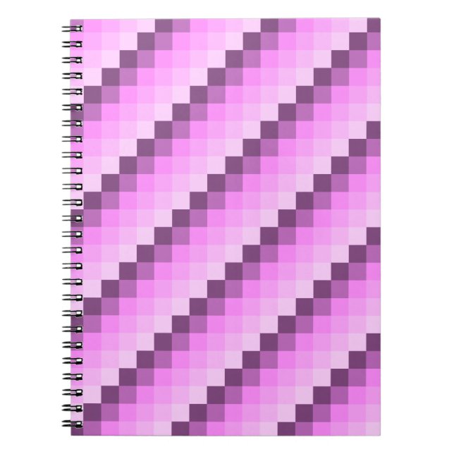 Caderno Espiral Quadrados Rosa e Púrpura (Frente)