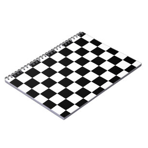 Caderno Espiral Quadrados xadrez preto e branco geométrico retrô
