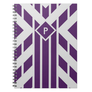 Caderno Espiral Quadrangas Roxas em Cinzas com Monograma