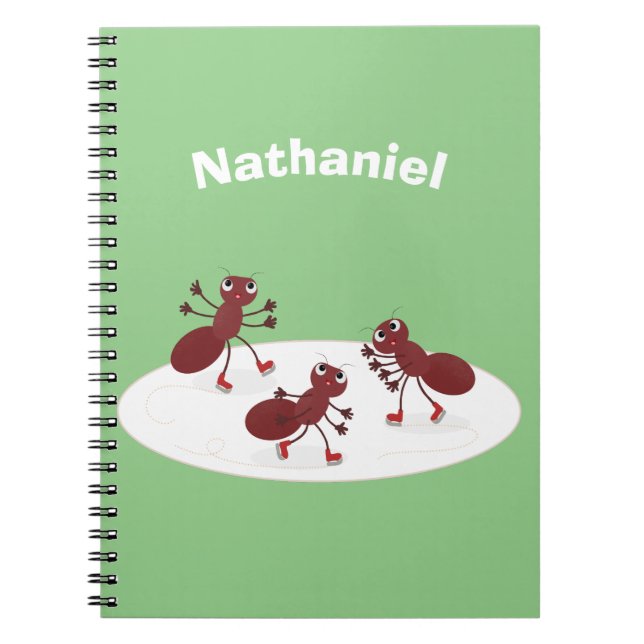 Caderno Espiral Quadrinhos de gelo de formigas vermelhas felizes (Frente)