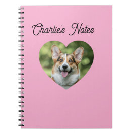 Caderno Espiral Quadro de Coração de Cachorro Personalizado Rosa A