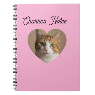 Caderno Espiral Quadro de Coração de Gato de Estimação Personaliz