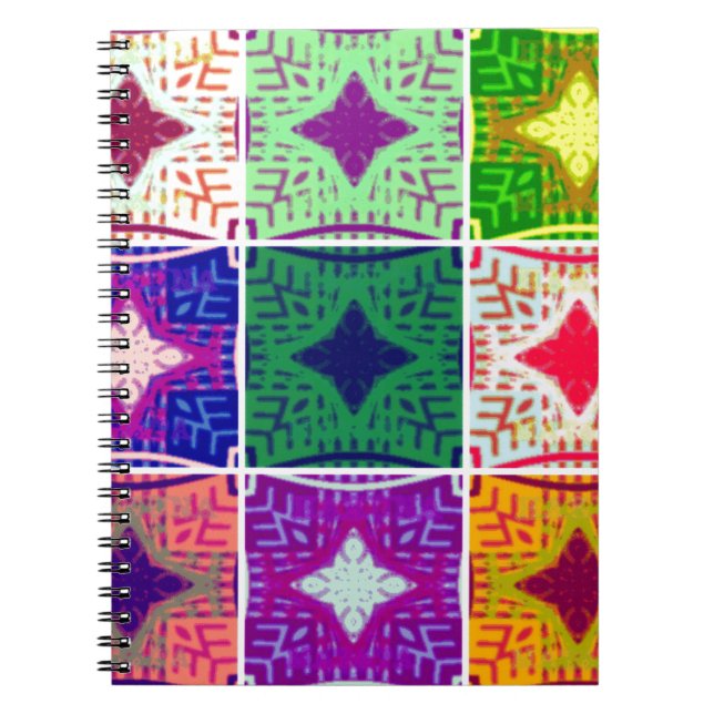 Caderno Espiral Quadro de Verificação Colorido: Um Design Starry (Frente)