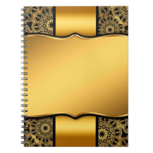 Caderno Espiral Quadro dourado da imagem de fundo