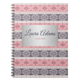 Caderno Espiral Quadro geométrico da prata do teste padrão do