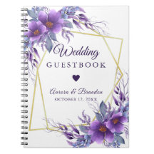 Quadro Geométrico Dourado Floral Roxo de Casamento