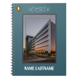 Caderno Espiral Quadro Moderno Manuscrito Azul Turquesa Dourado