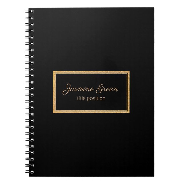 Caderno Espiral Quadro Preto E Dourado Simples (Frente)