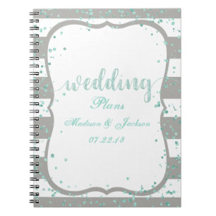 Caderno Espiral Qualquer Planner de Casamento de Stripes de Cor e 