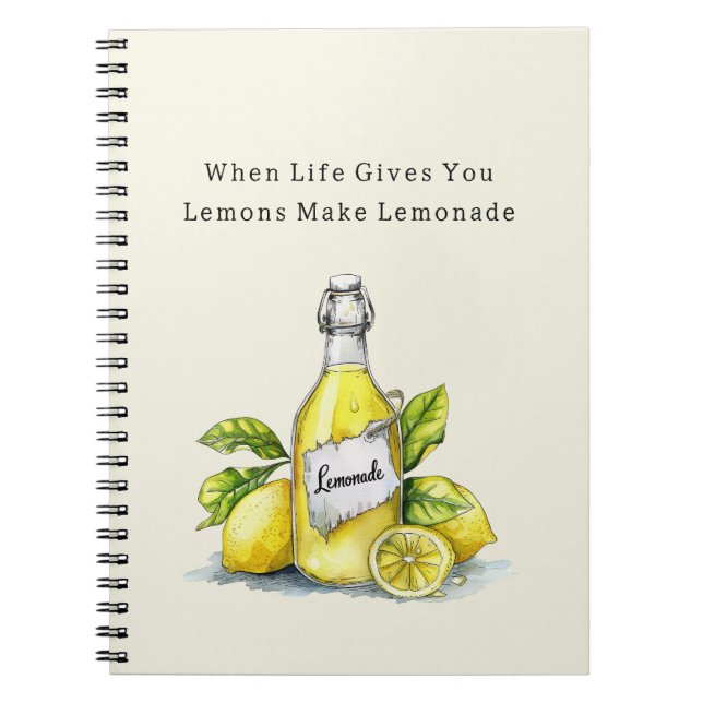 Caderno Espiral Quando a Vida Lhe Dá Limões Faça Limonada (Frente)