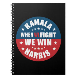 Caderno Espiral Quando Lutamos Nós Ganhamos 2024 Kamala Harris EUA