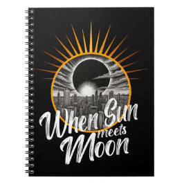 Caderno Espiral Quando o Sol Encontra Lua, Eclipse Solar Negro Em