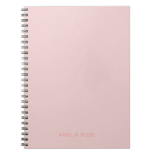 Caderno Espiral Quartzo Rosa Personalizado Simples em Rosa