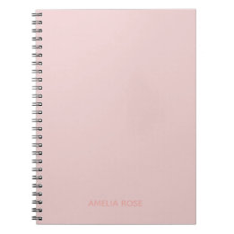 Caderno Espiral Quartzo Rosa Personalizado Simples sobre Rosa