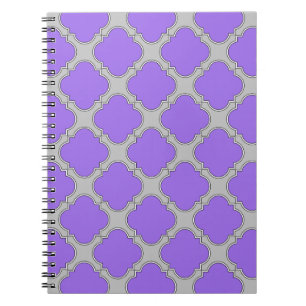 Caderno Espiral Quatrefoil, púrpura e cinza