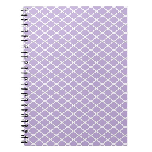Caderno Espiral Quatrefoil roxo (Frente)