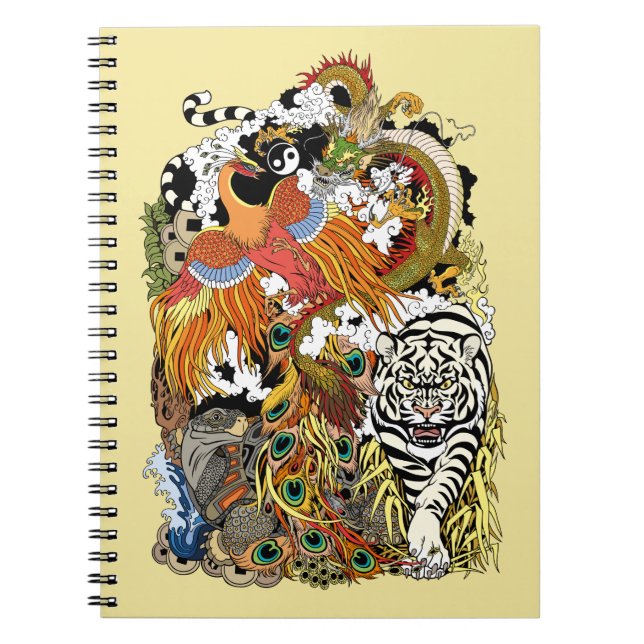 Caderno Espiral quatro animais celestiais (Frente)