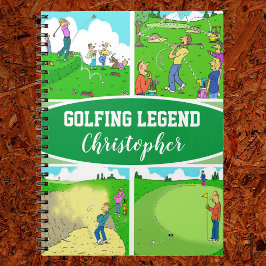 Caderno Espiral Quatro cenas de golfe engraçadas