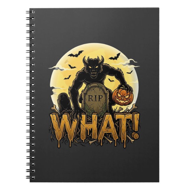 Caderno Espiral Que Lápide de Abóbora de Lobisomem Lua Cheia (Frente)