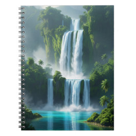 Caderno Espiral queda-d'água da paisagem maravilhosa