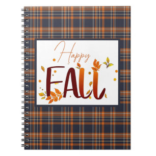 Caderno Espiral Queda/outono/folhas/xadrez